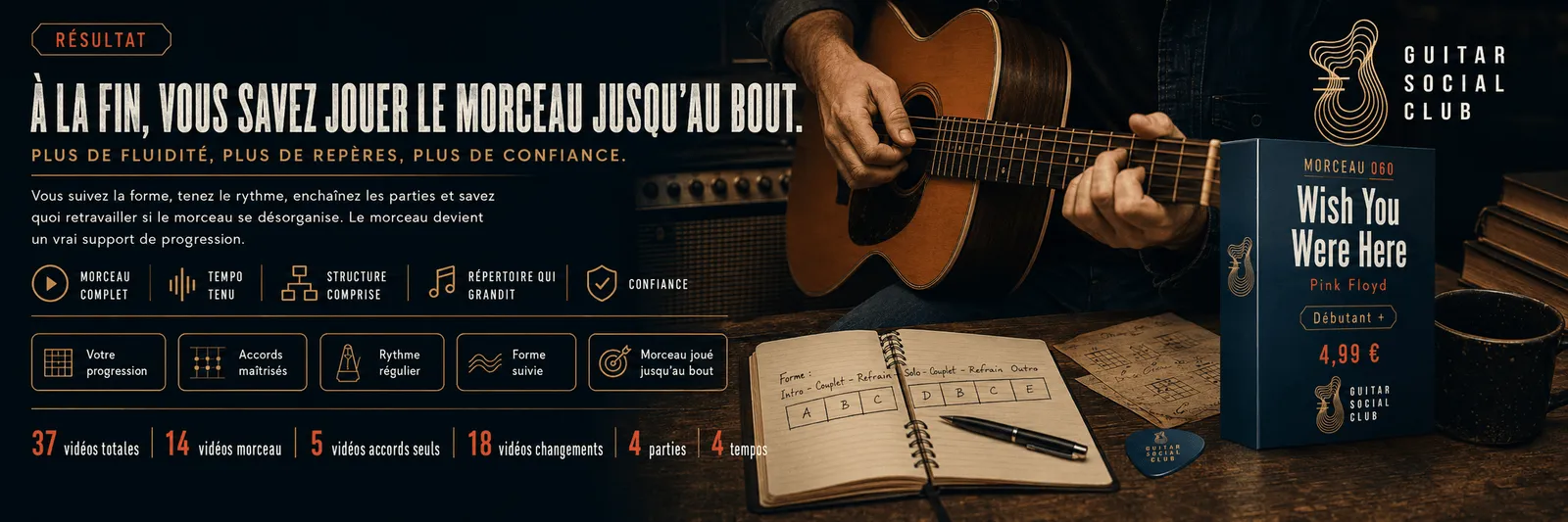Le résultat : à la fin, tu sais jouer Wish You Were Here jusqu'au bout avec plus de fluidité et de confiance