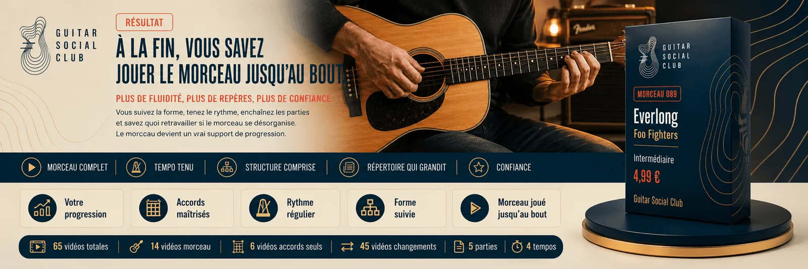 Le résultat : à la fin, tu sais jouer Everlong jusqu'au bout avec plus de fluidité et de confiance