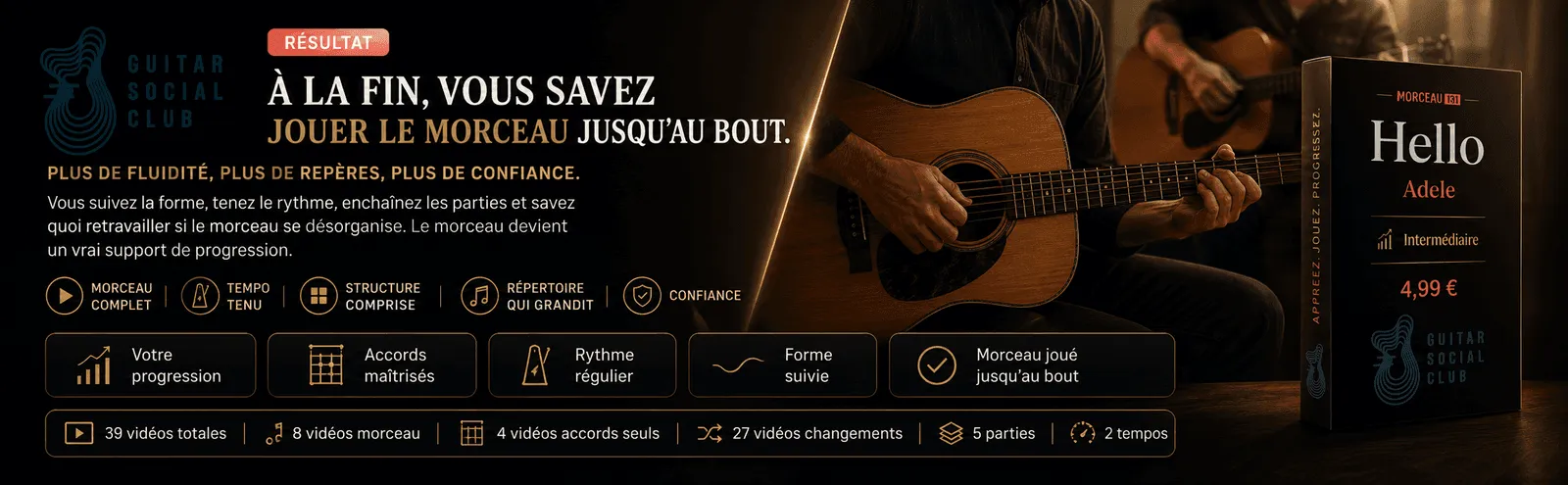 Le résultat : à la fin, tu sais jouer Hello jusqu'au bout avec plus de fluidité et de confiance