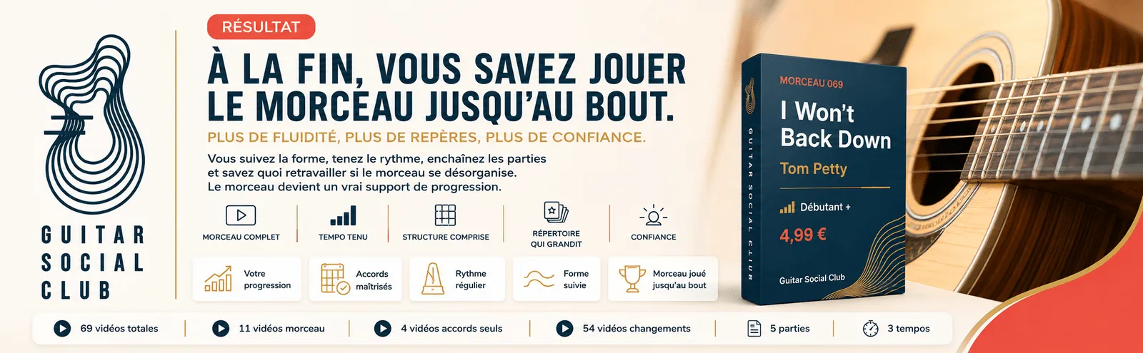 Le résultat : à la fin, tu sais jouer I Won't Back Down jusqu'au bout avec plus de fluidité et de confiance
