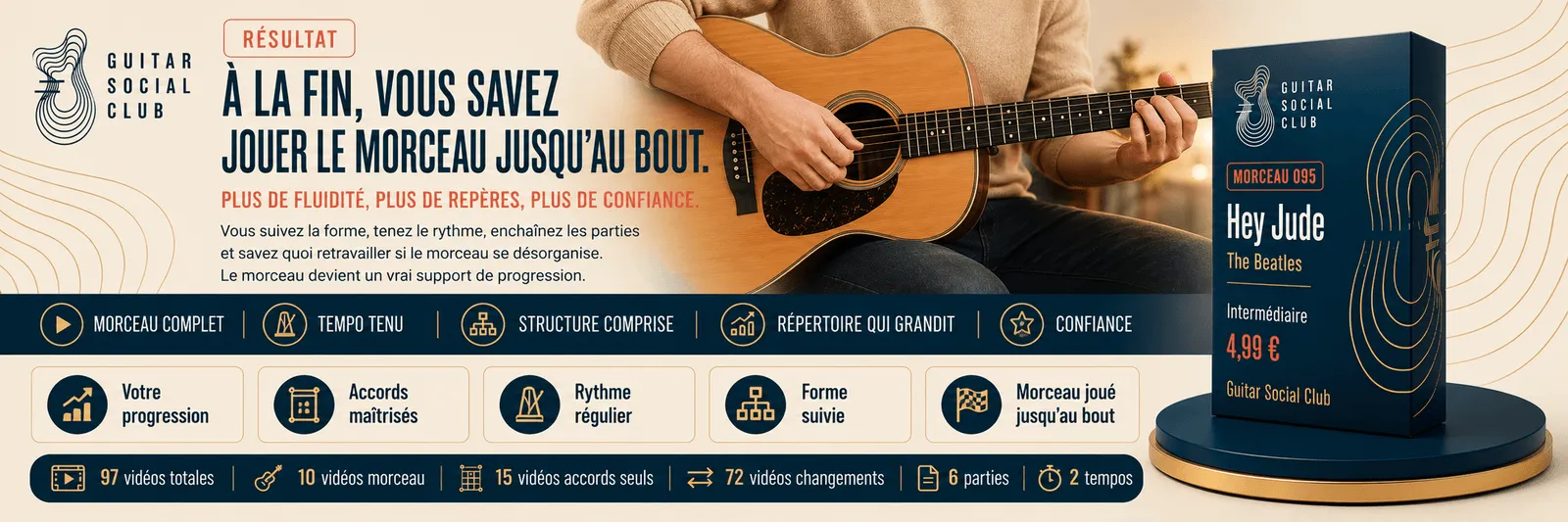Le résultat : à la fin, tu sais jouer Hey Jude jusqu'au bout avec plus de fluidité et de confiance