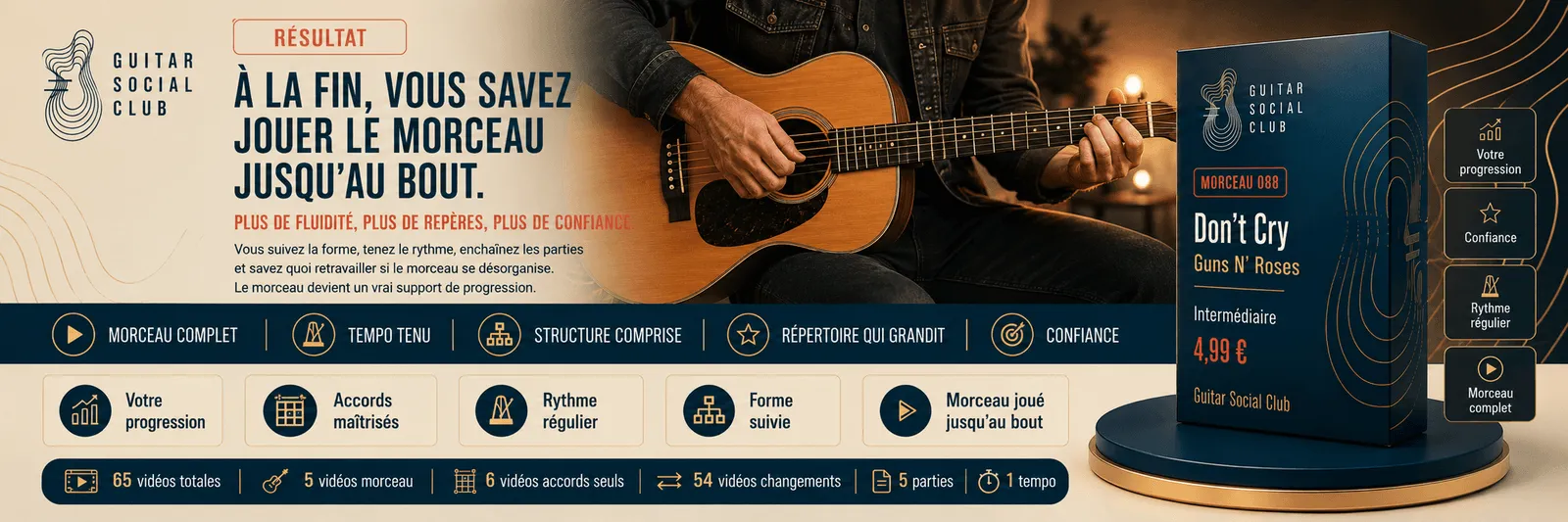 Le résultat : à la fin, tu sais jouer Don't Cry jusqu'au bout avec plus de fluidité et de confiance