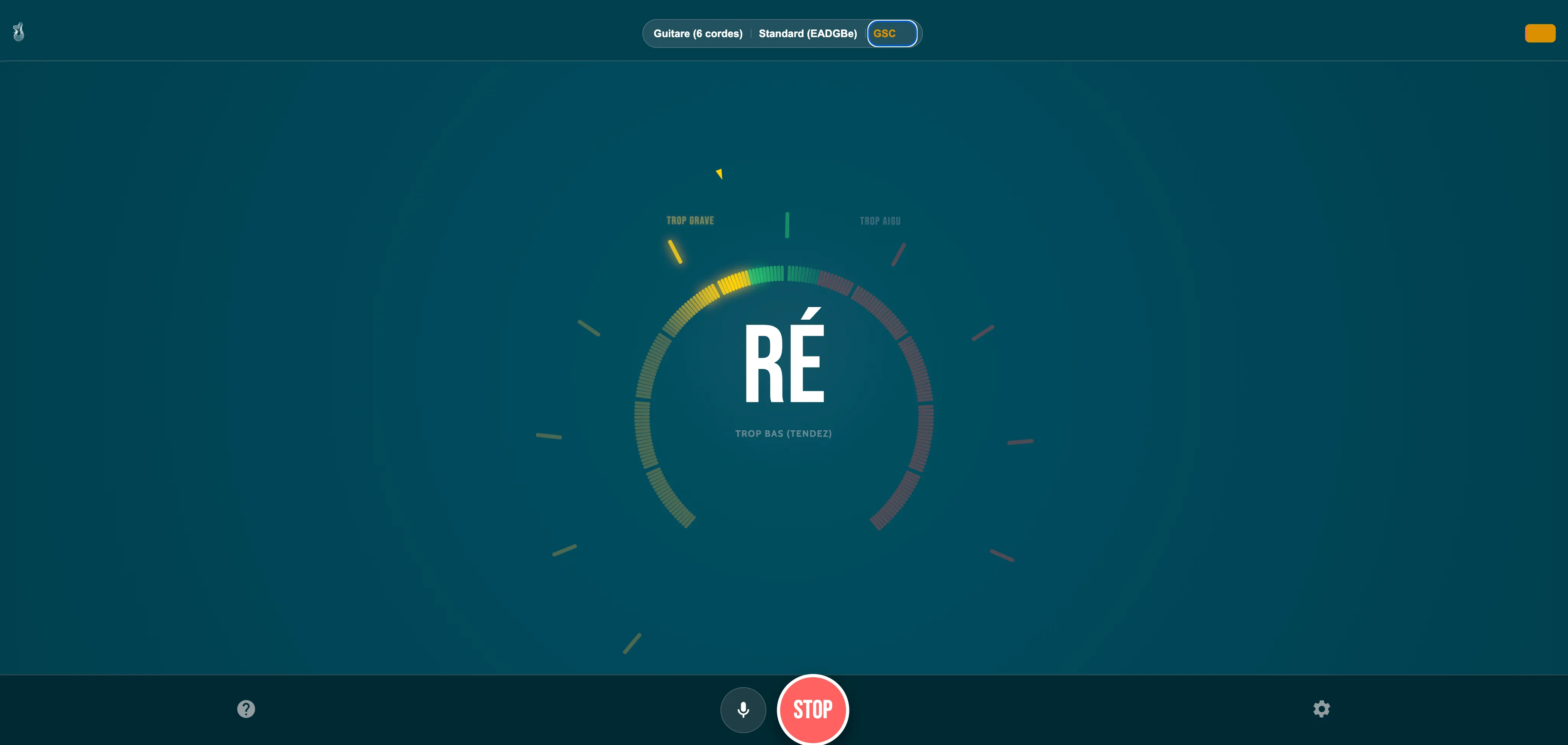 Vue principale de l'accordeur