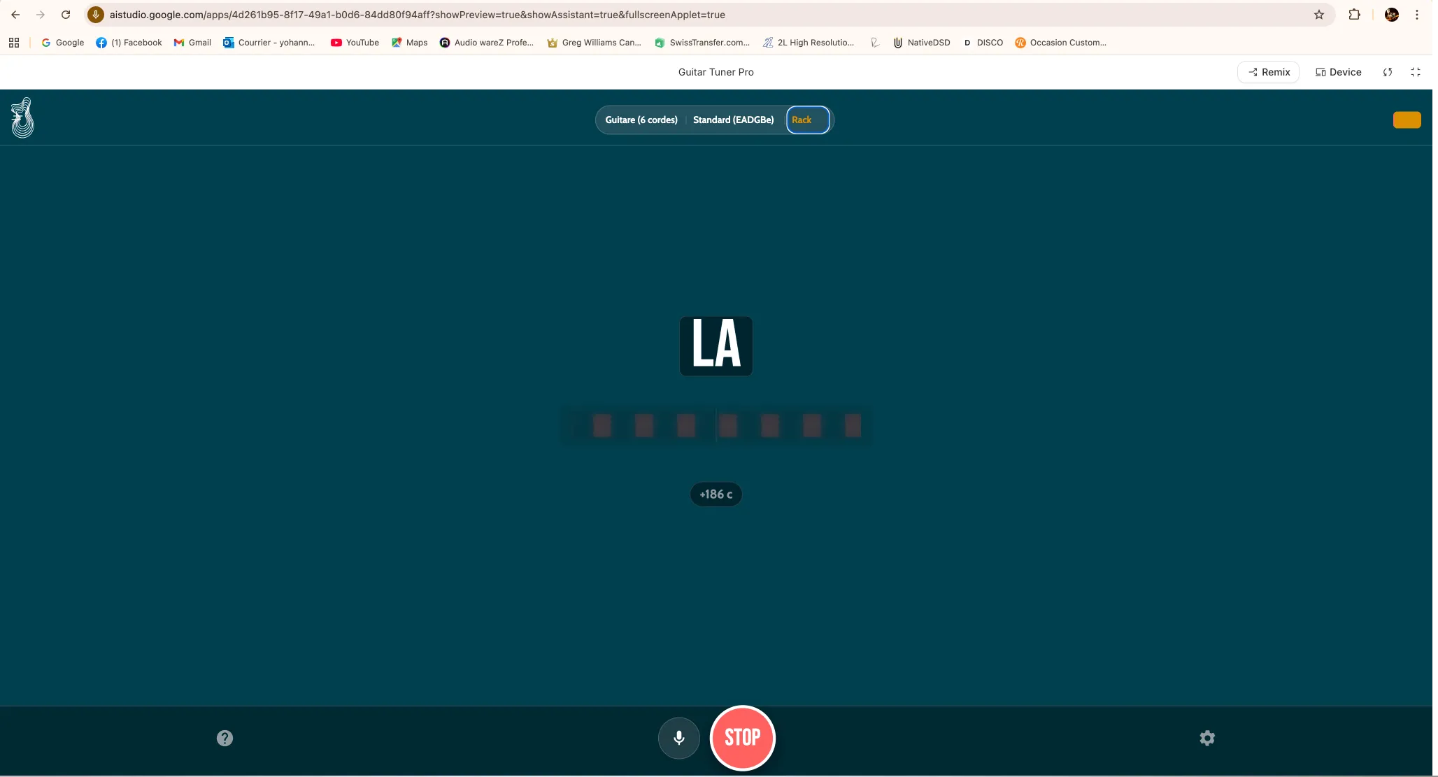 Mode rack de l'accordeur