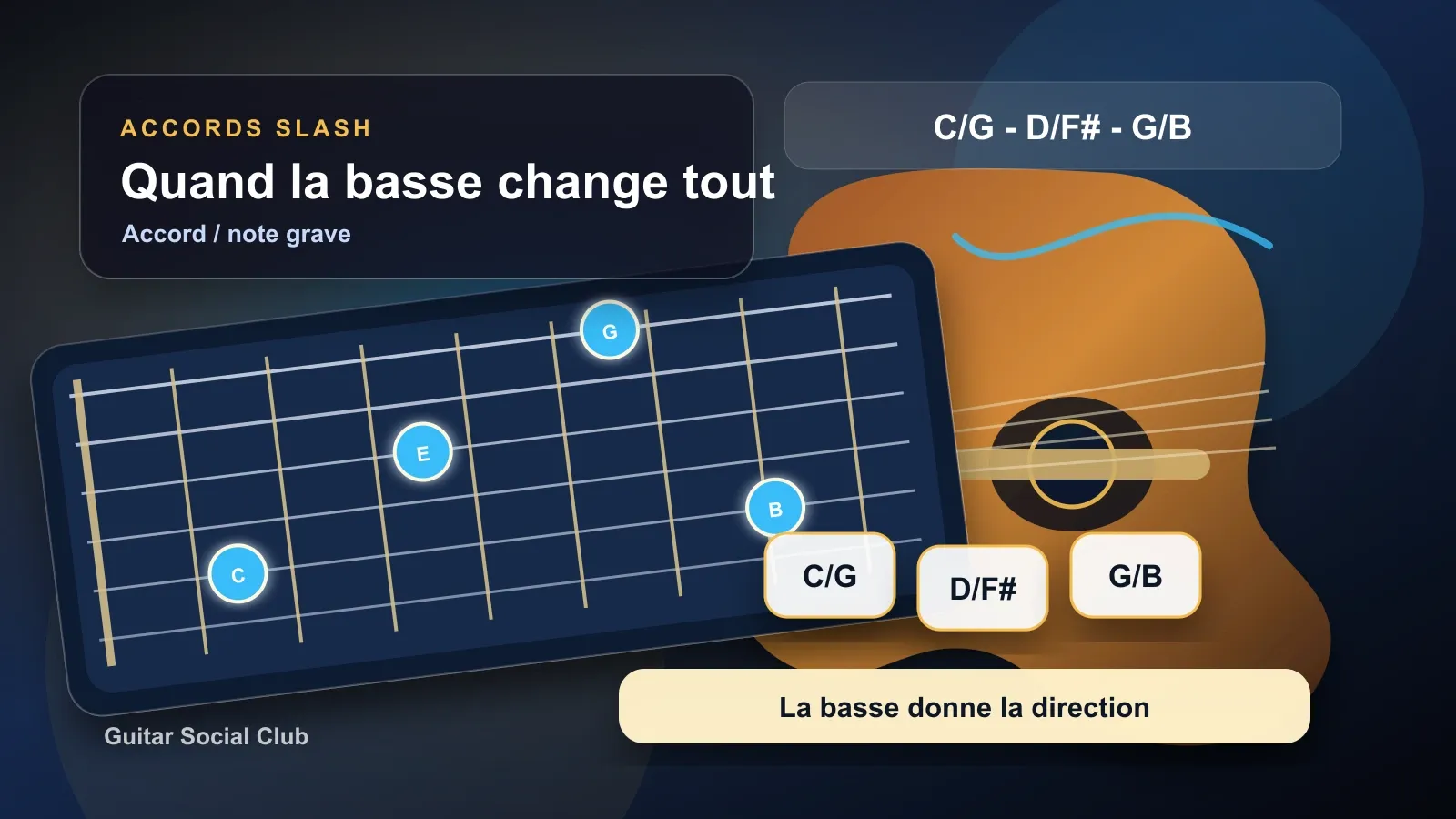 Accords slash guitare : comprendre les basses différentes