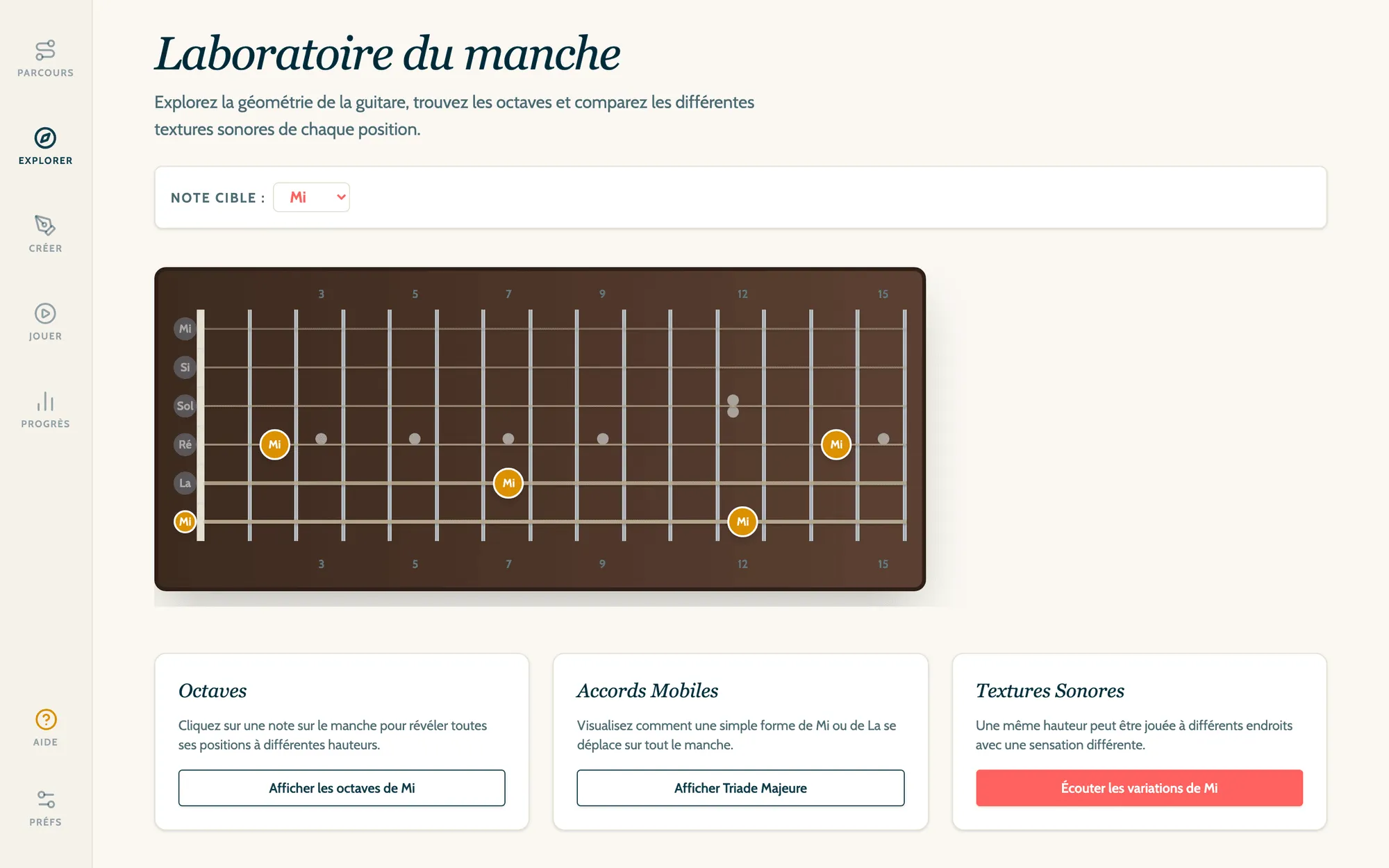 Écran réel de l’app compagnon : Le laboratoire du manche