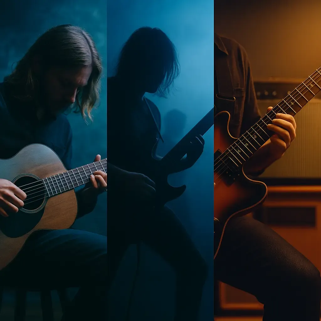 Réglages d'accordage pour guitare baryton : standard Si, open, drop et open C