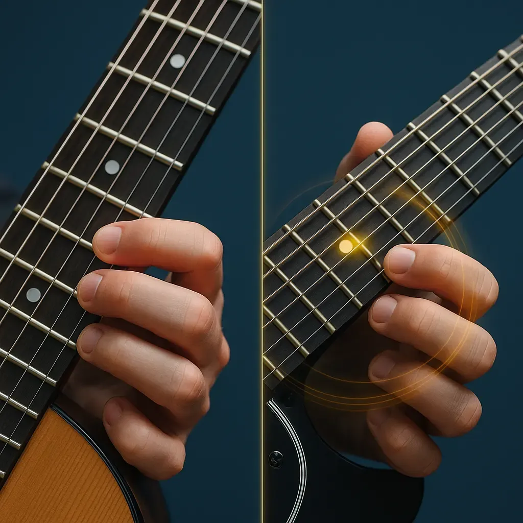 Détail de Fender Bass VI : diapason 30 pouces, micros et chevalet spécifiques