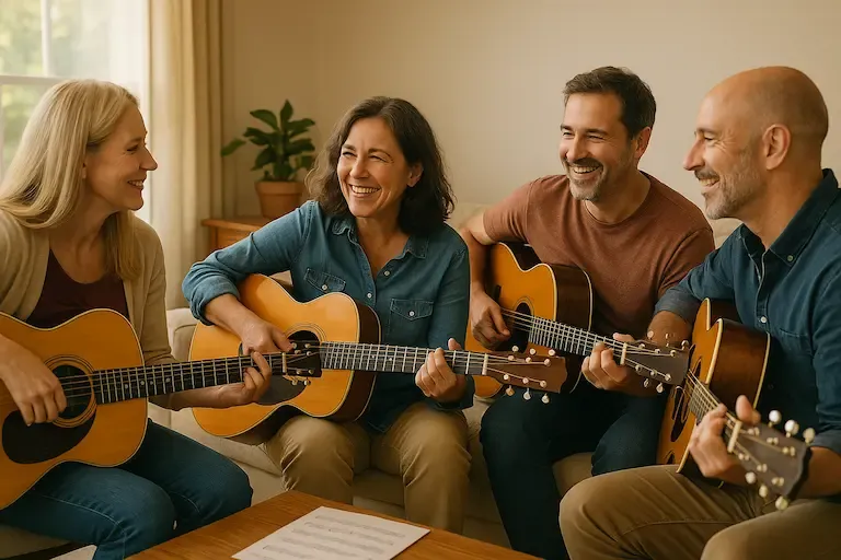 Groupe jouant guitare après 40 ans