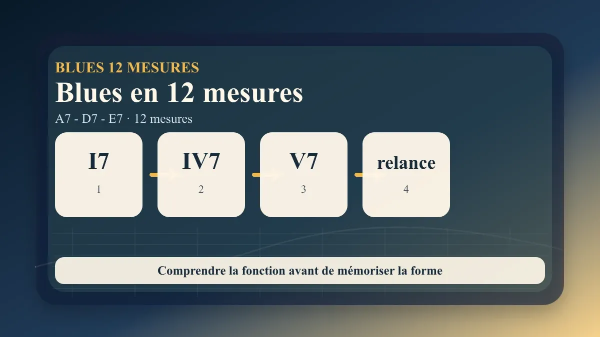 Blues en 12 mesures guitare : comprendre la grille