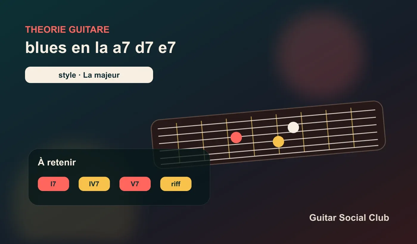 Blues en La à la guitare : A7, D7, E7