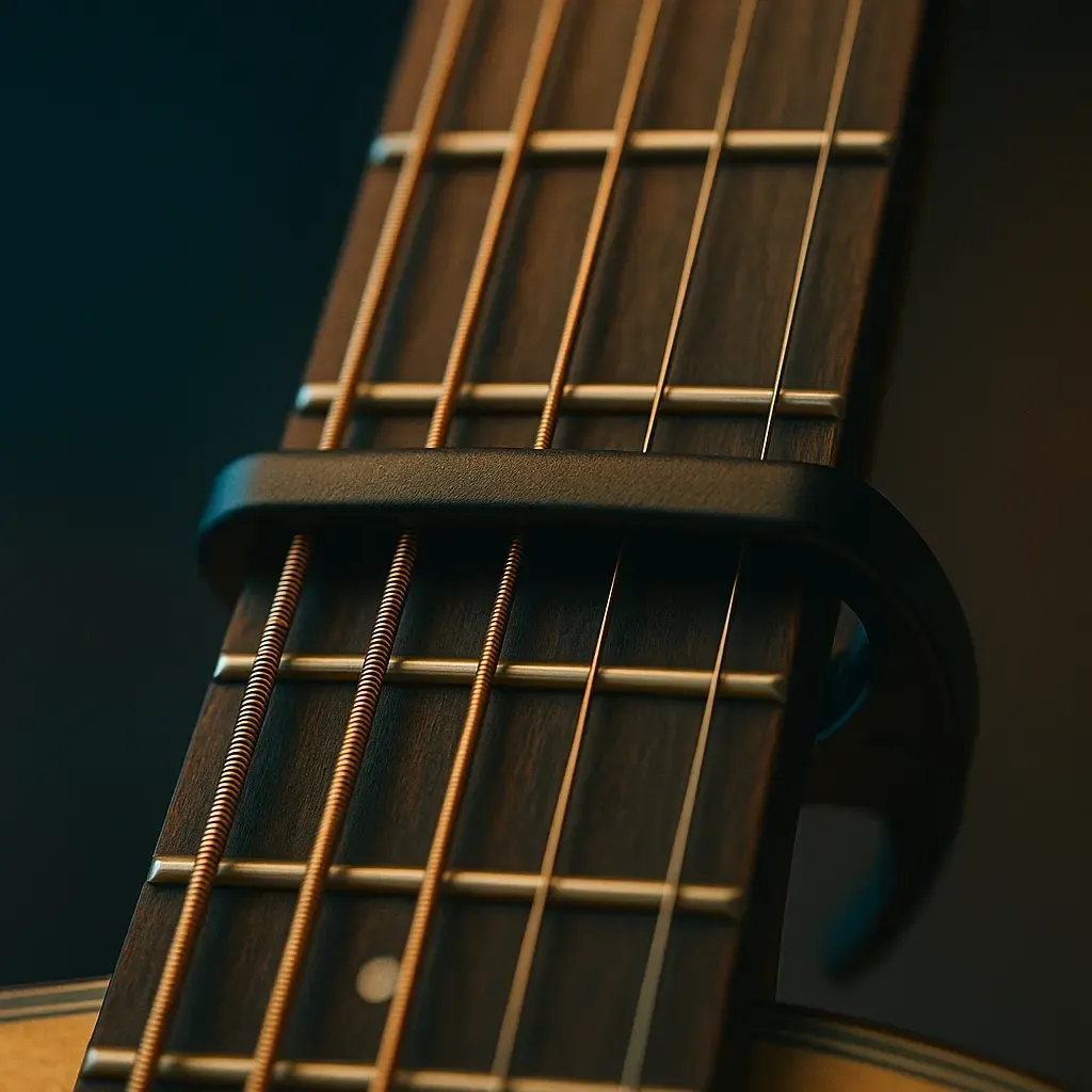 Deux capodastres combinés sur le manche pour des textures poly-tonales