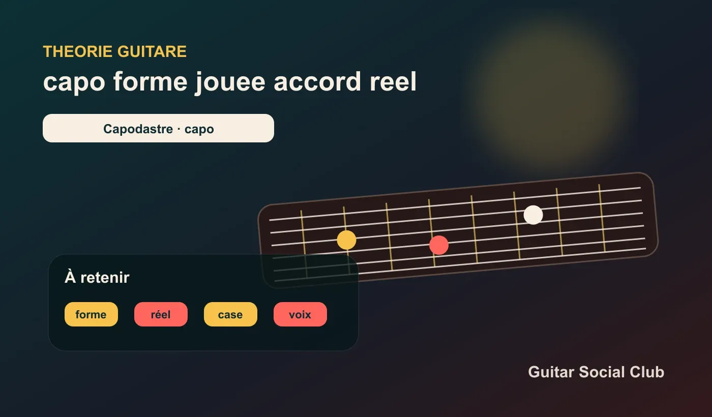 Capo guitare : forme jouée et accord réel