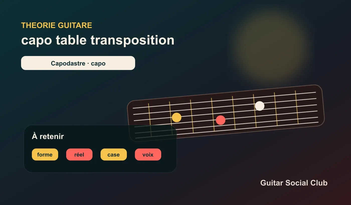 Table de transposition avec capo à la guitare