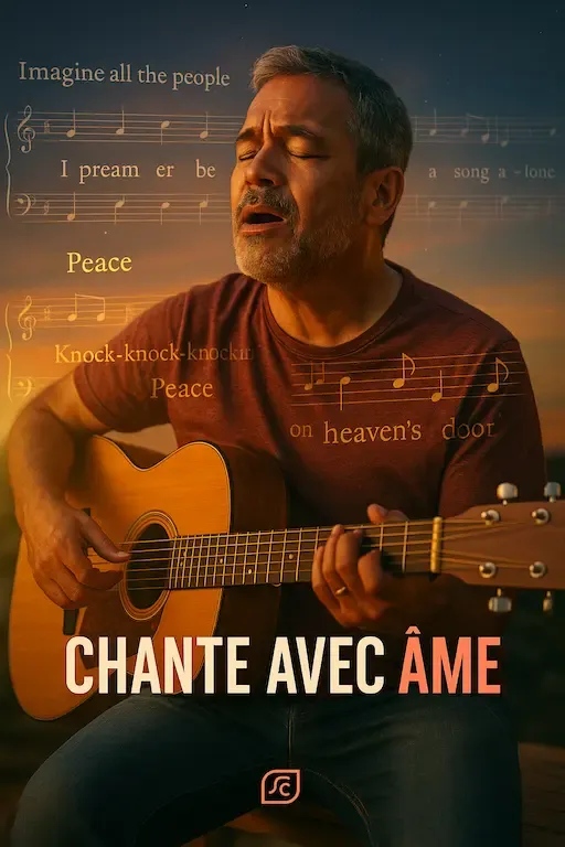 Guitariste qui chante avant de chercher les notes