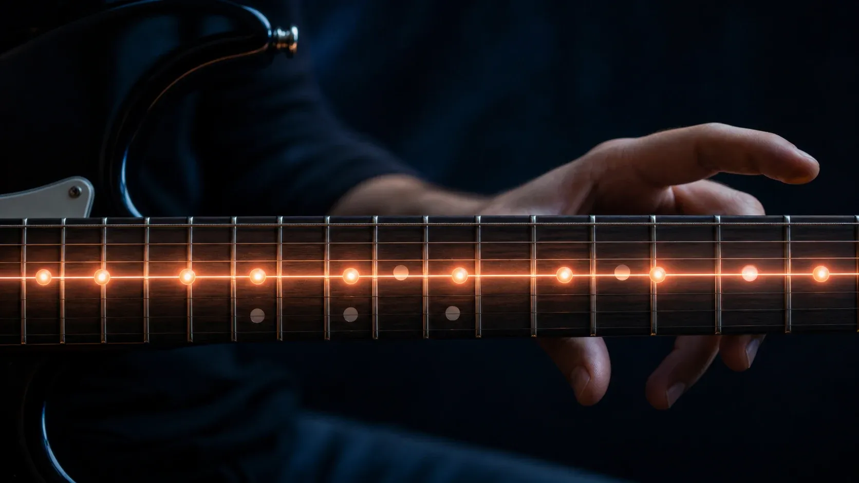 Mélodie visualisée le long d'une seule corde de guitare