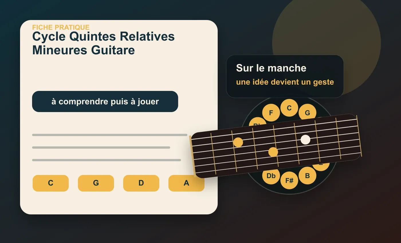 Cycle des quintes et relatives mineures à la guitare