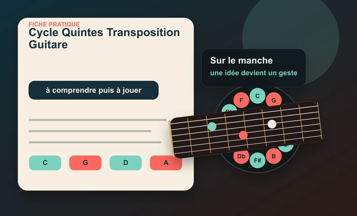 Transposer une progression avec le cycle des quintes à la guitare