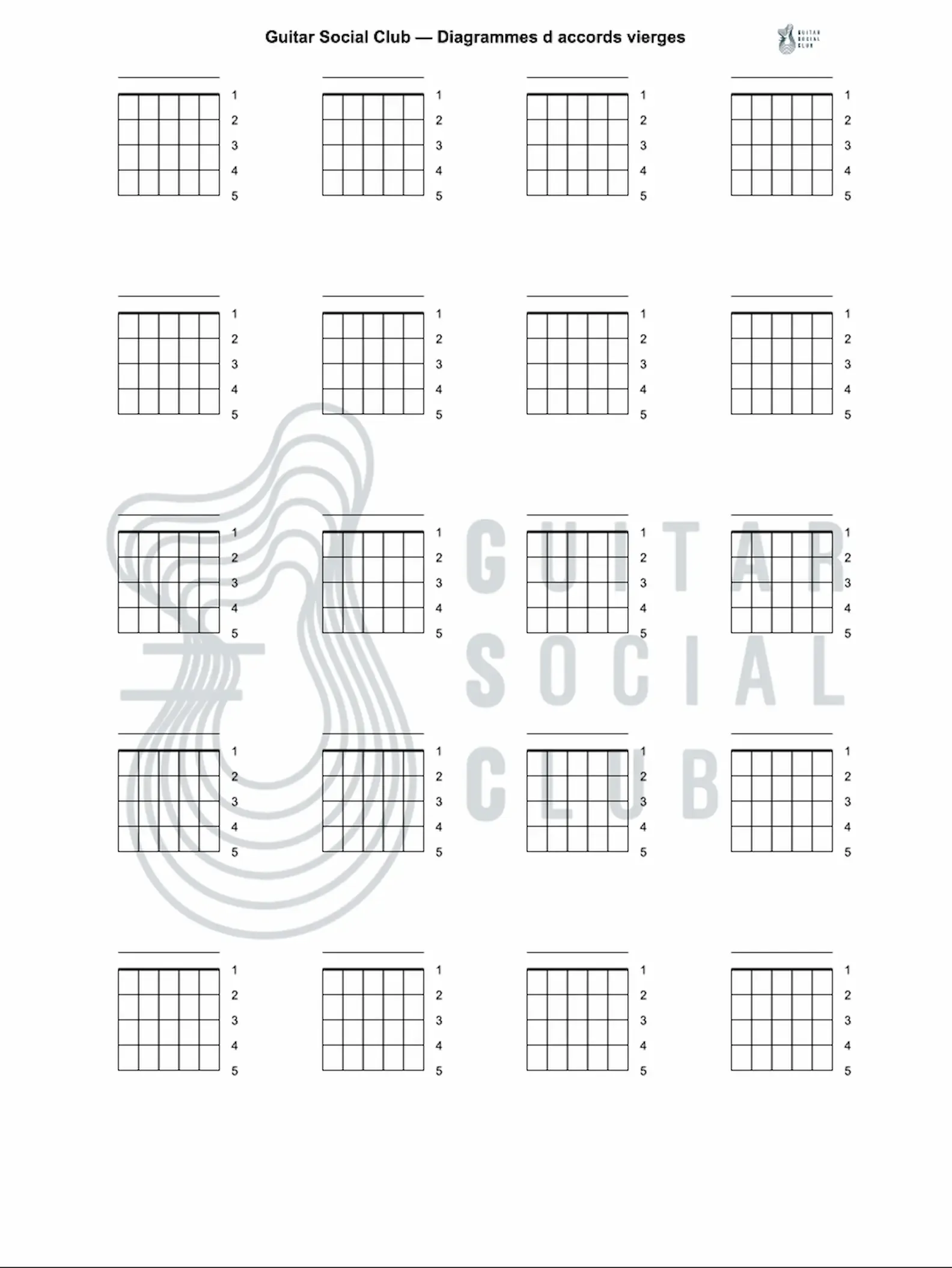 Feuille de diagrammes vierge — noter ses doigtés