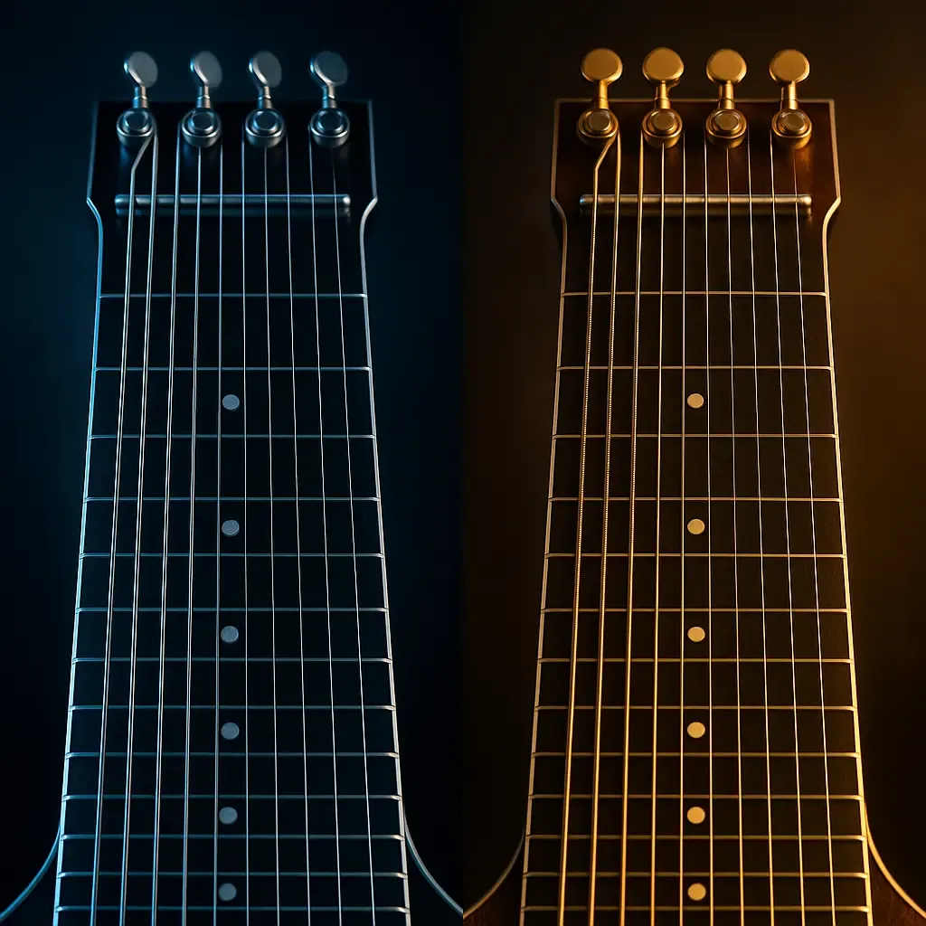 Comparaison visuelle des accordages E9 et C6 sur Pedal Steel Guitar