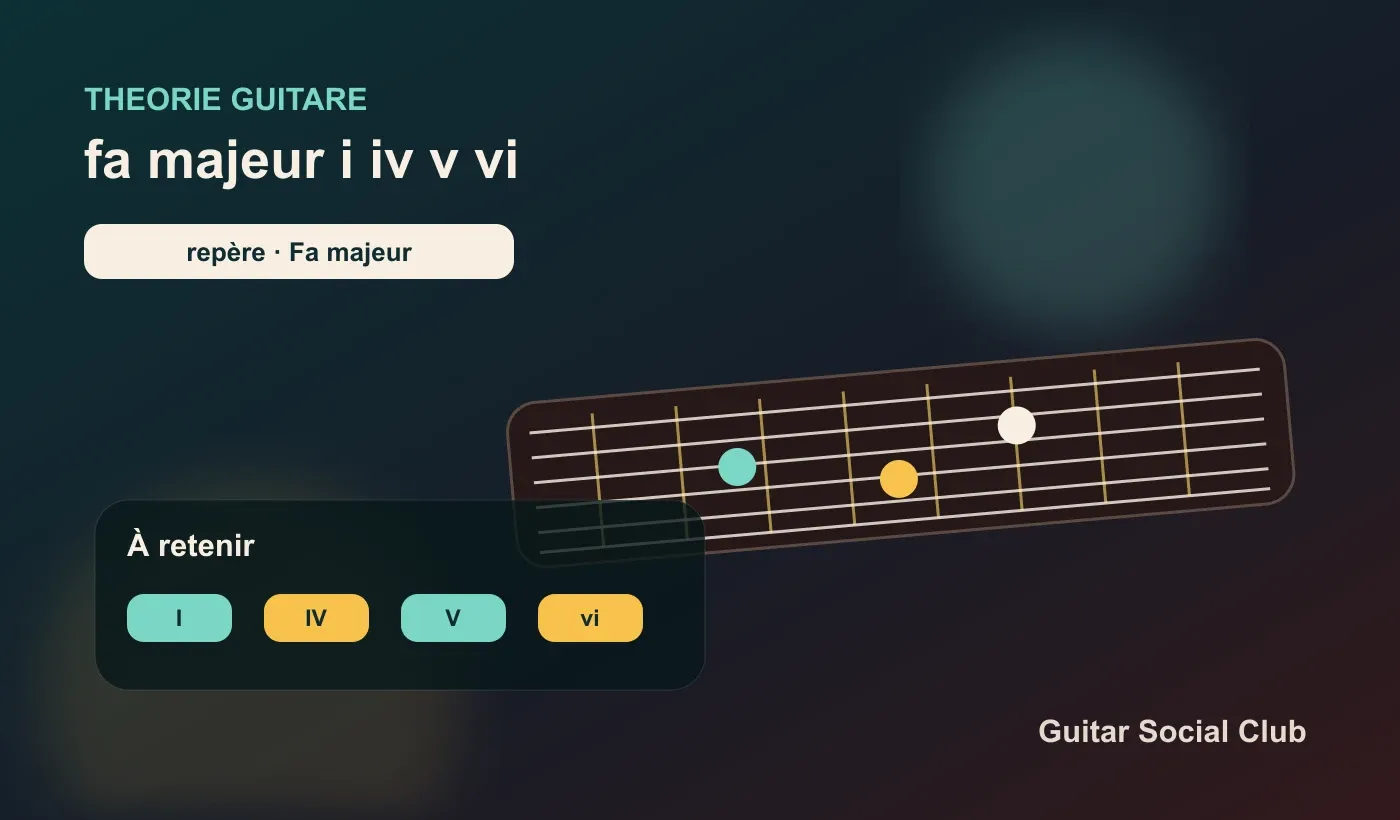 Fa majeur à la guitare : I IV V vi