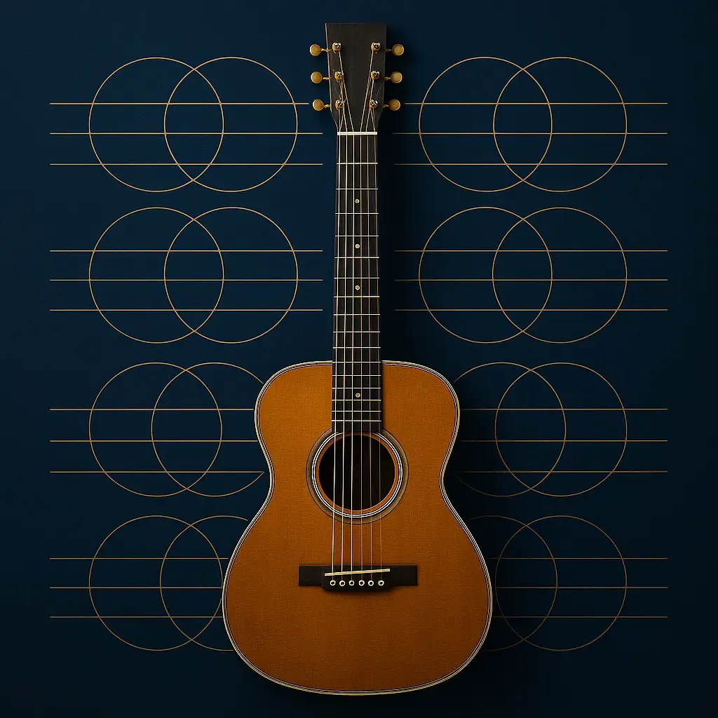 Guitare en accordage tout en quartes : géométrie des intervalles répétée