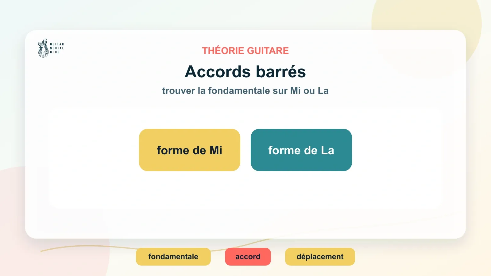 Fondamentales des accords barrés sur les cordes de Mi et La