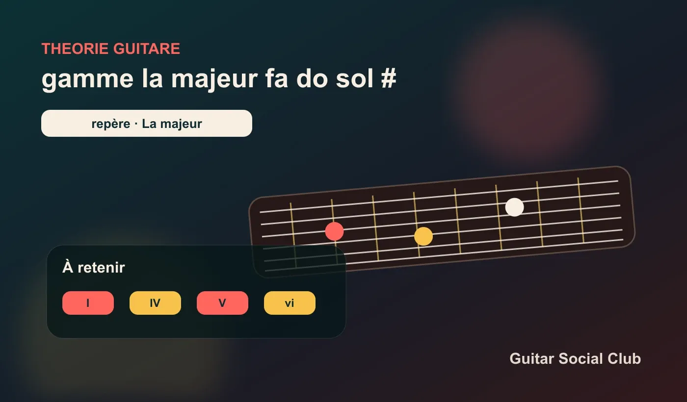 Gamme de La majeur à la guitare avec Fa#, Do# et Sol#