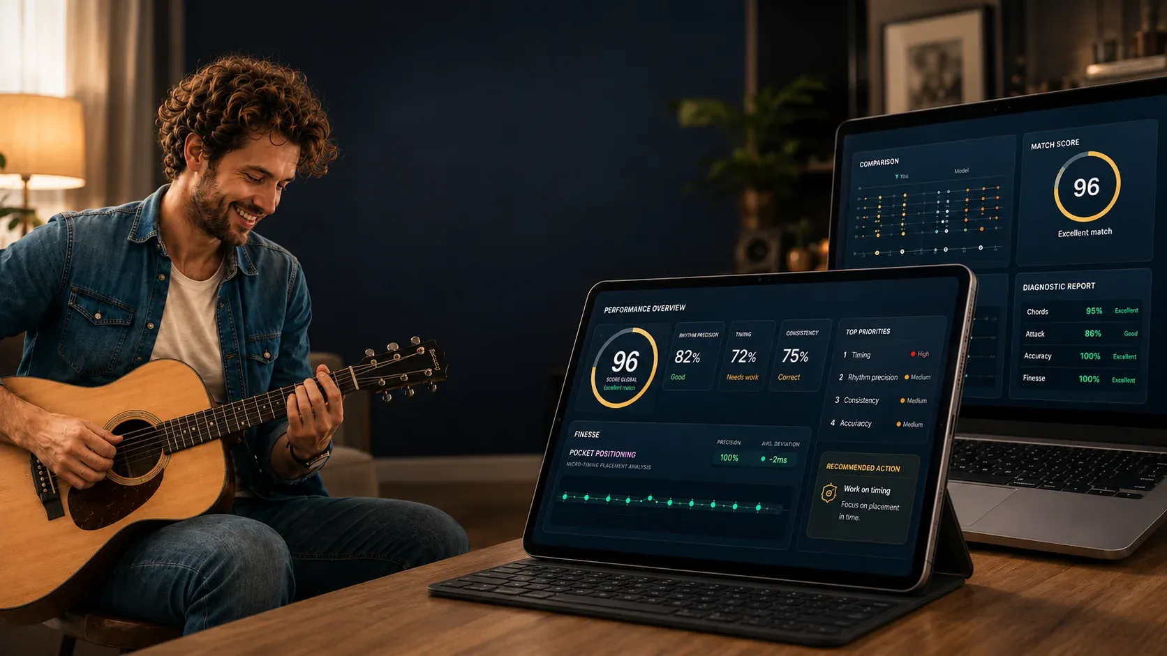 Application Guitar Match & Play pour analyser son jeu et comprendre ce qui bloque