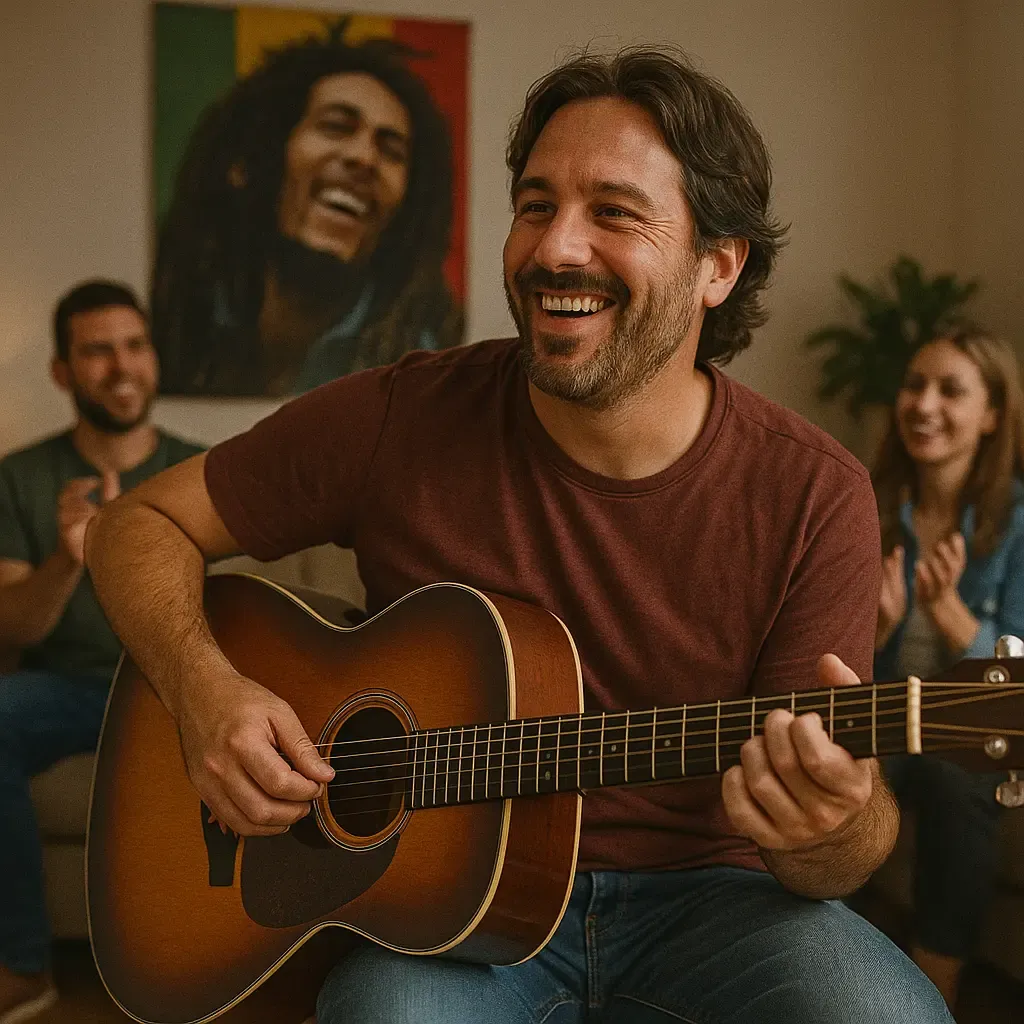 Jouer de la guitare entre amis dans une ambiance conviviale et musicale