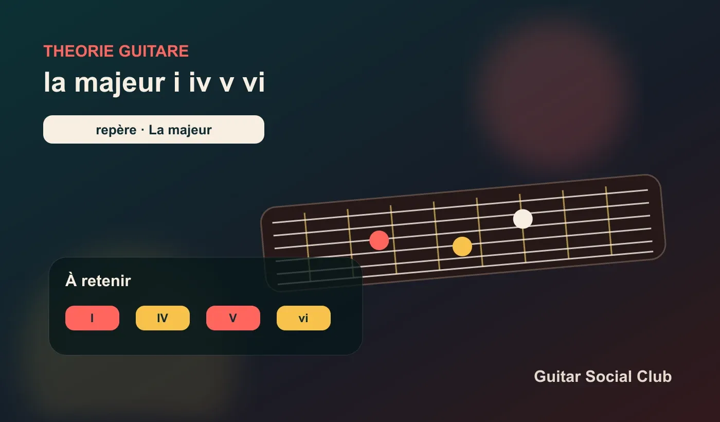 La majeur à la guitare : I IV V vi