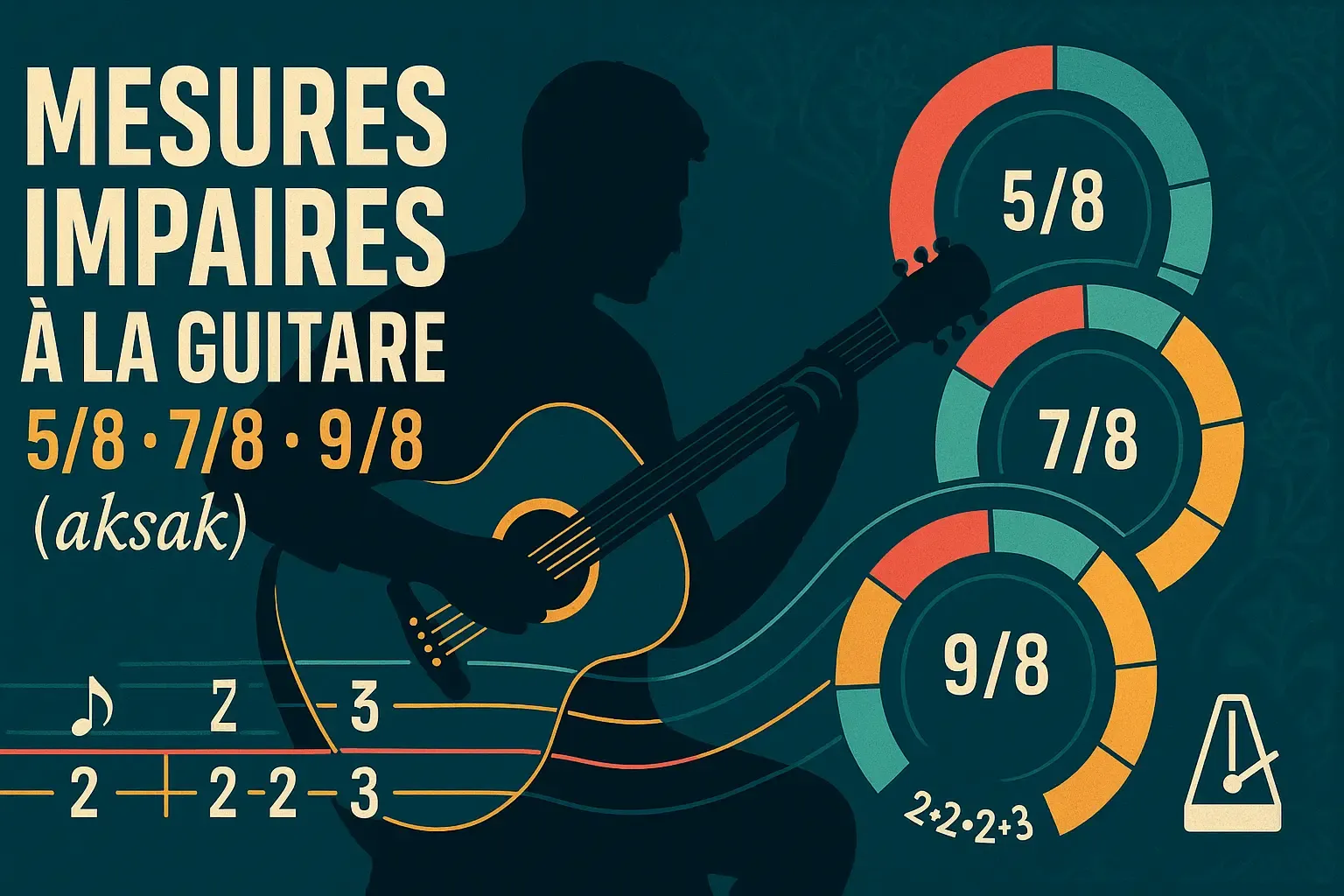 Mesures impaires guitare : 5/8, 7/8, 9/8 (méthode + exercices)