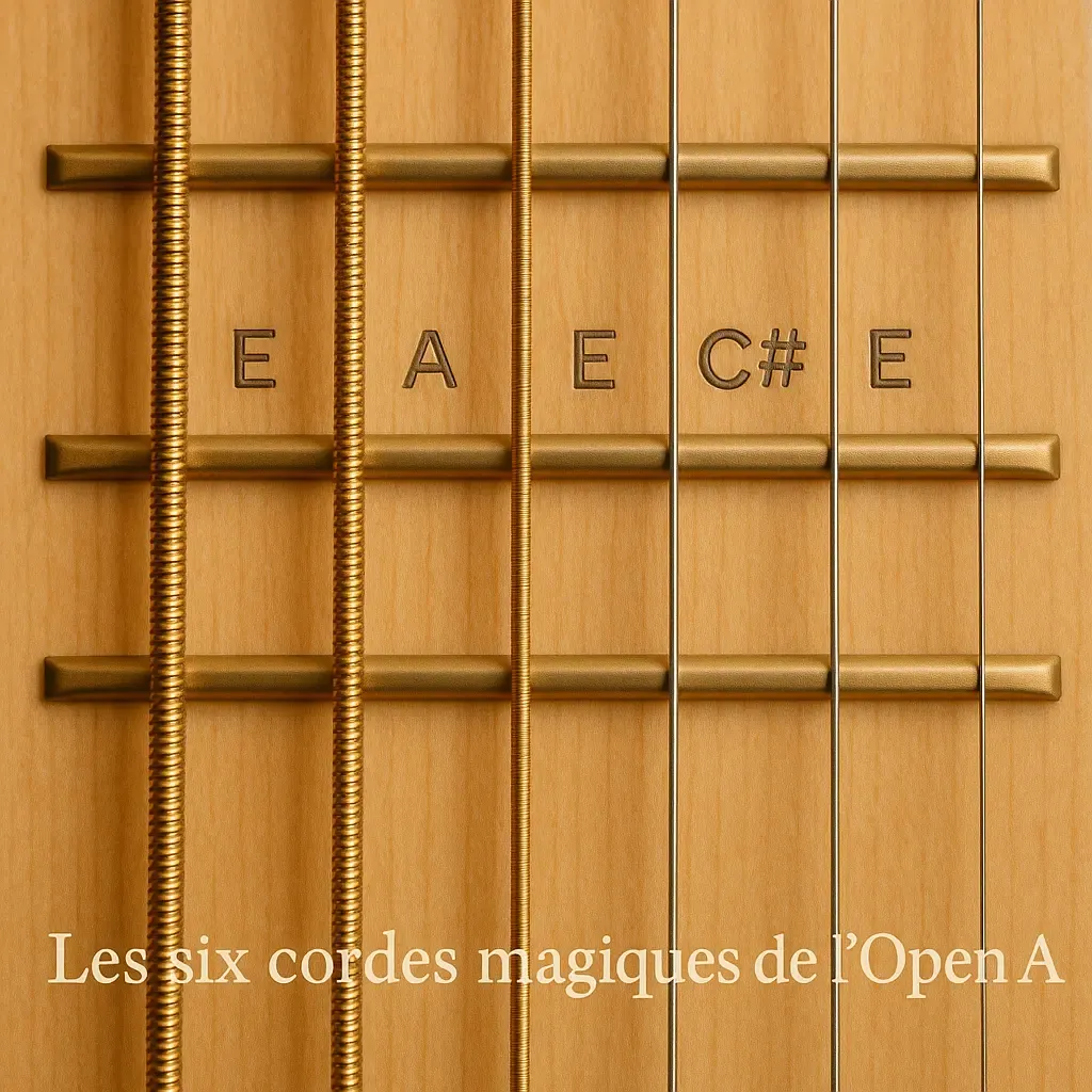 Manche de guitare en Open A : E A E A C# E