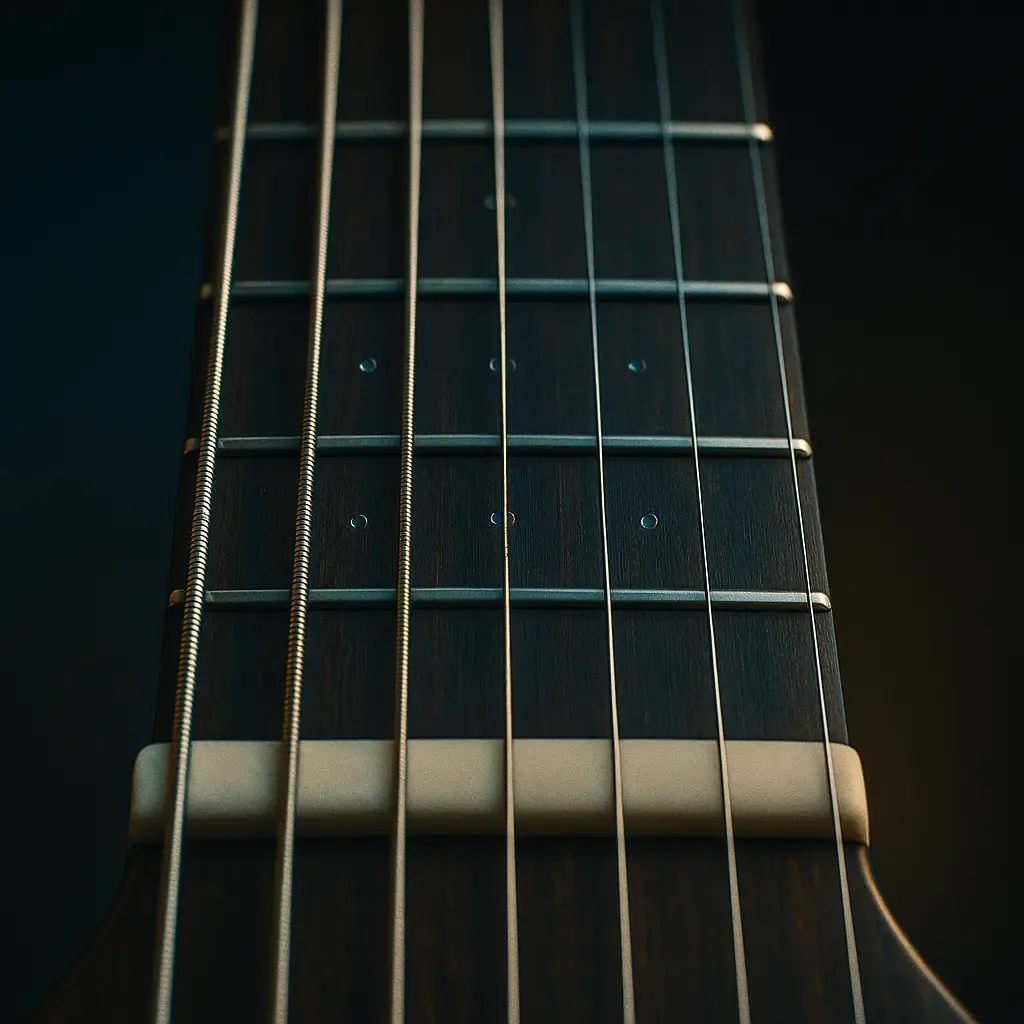 Manche en accordage EADGCF : intervalles réguliers, repères constants