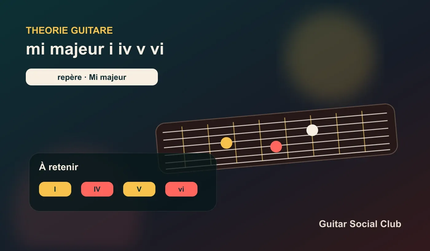 Mi majeur à la guitare : I IV V vi
