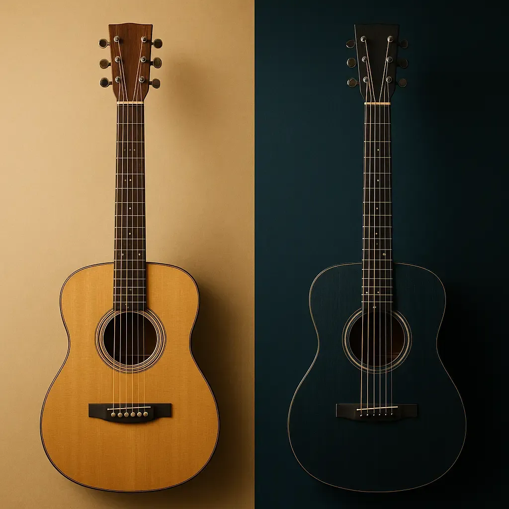 Comparatif Open D vs Open Dm sur le manche de guitare