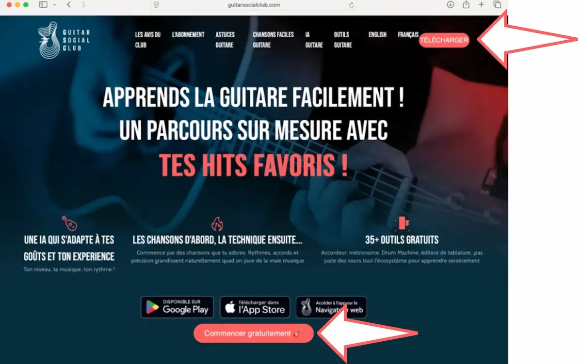 Page 1 - Accès au site Guitar Social Club