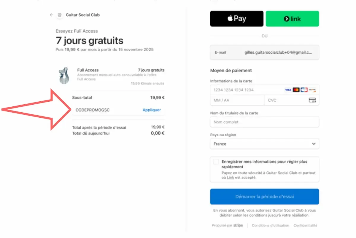 Page 12 - Code promotionnel appliqué sur Stripe