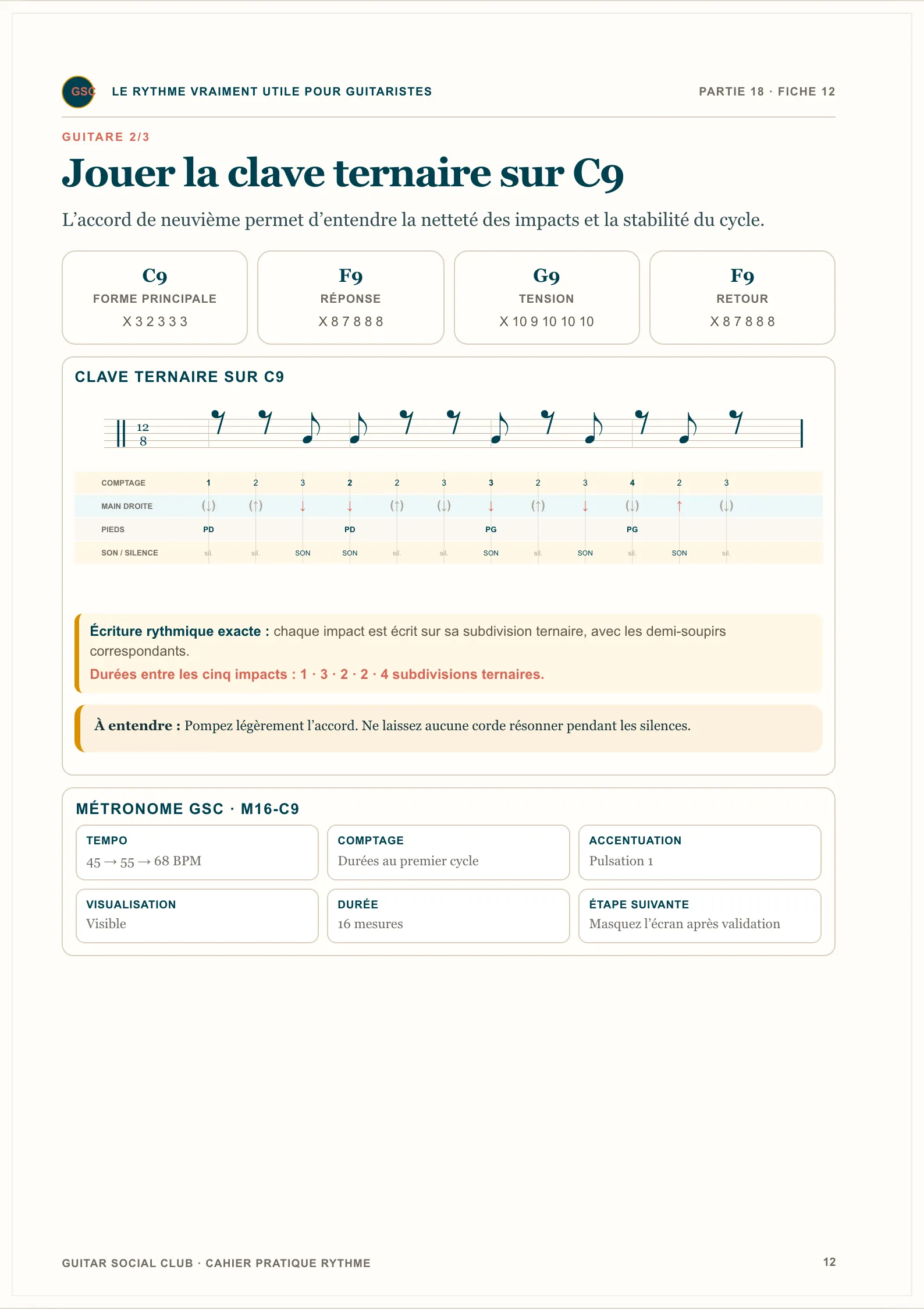 Page du livre Le rythme vraiment utile - Volume 3 : Jouer la clave ternaire sur C9