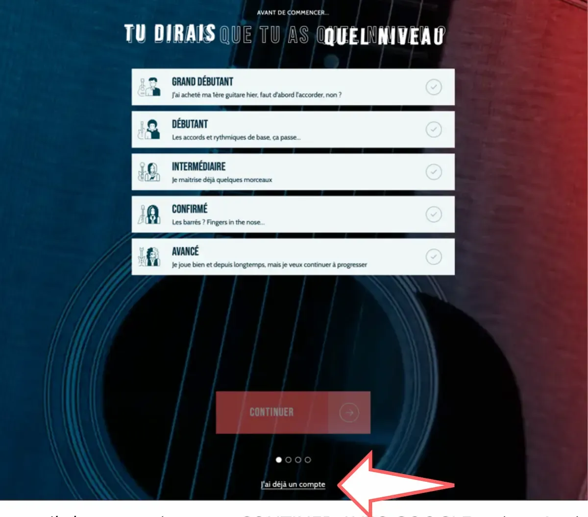 Page 7 - Bouton J'ai déjà un compte