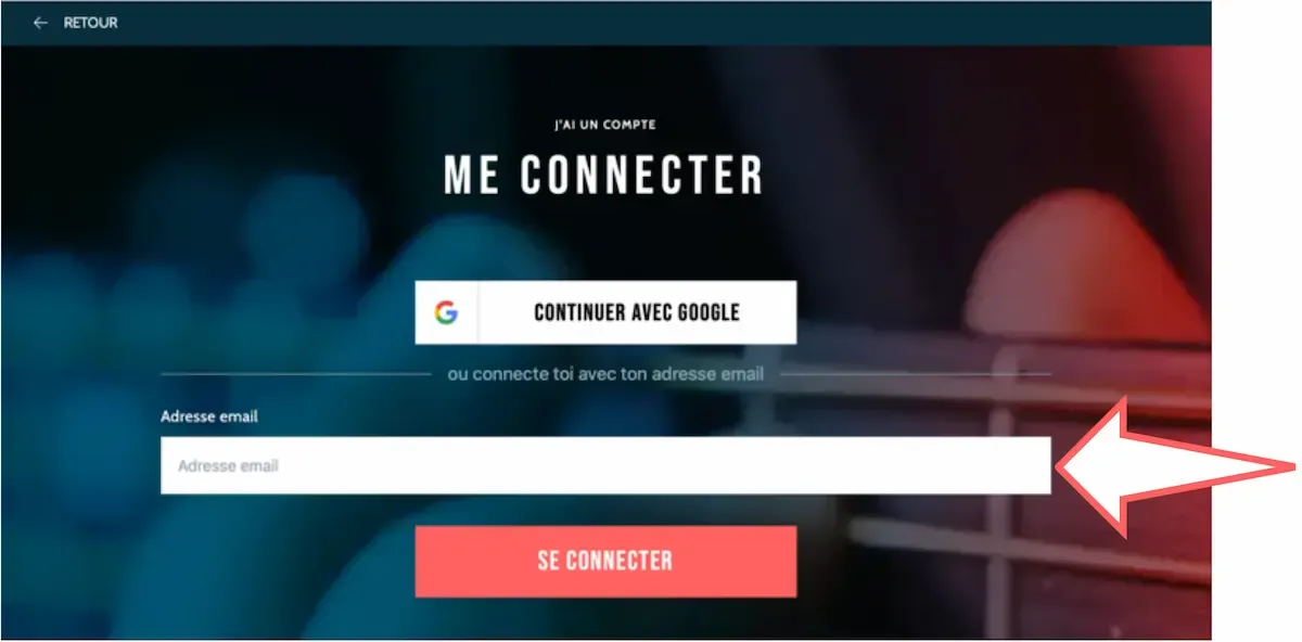 Page 8 - Connexion par email ou Google