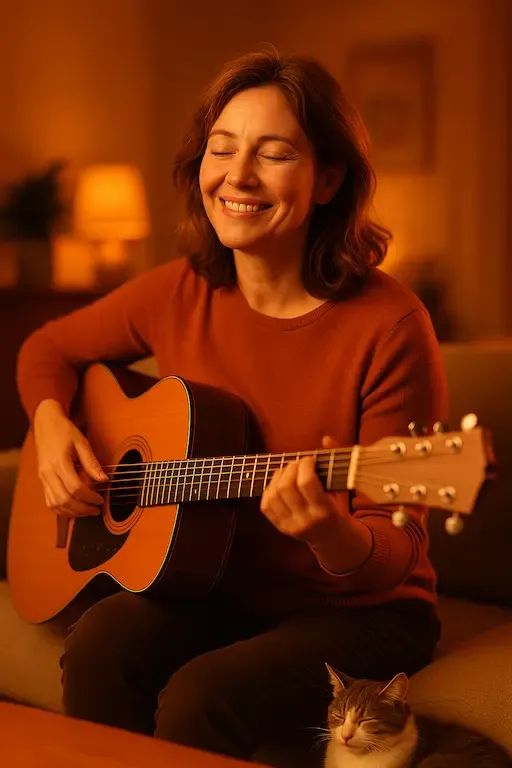 Paul jouant de la guitare