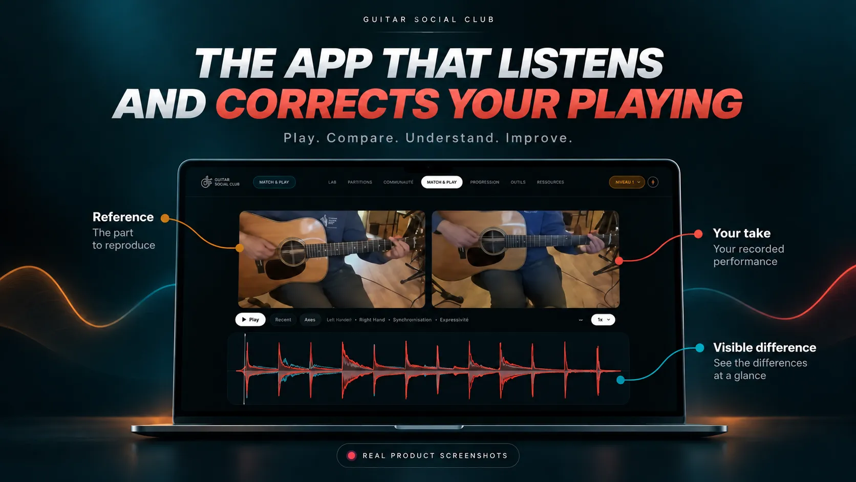 Match & Play: reference performance and your recording with visible differences