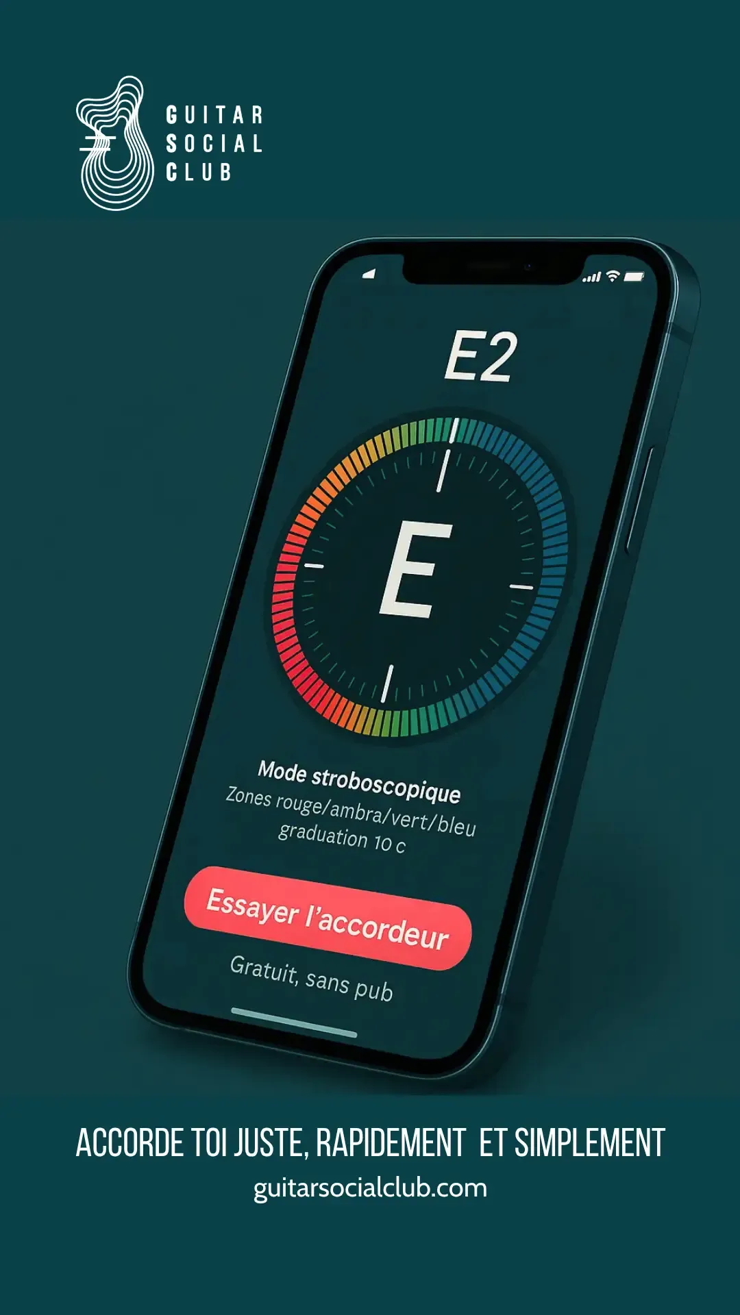 Accordeur guitare en ligne gratuit chromatique avec détection temps réel