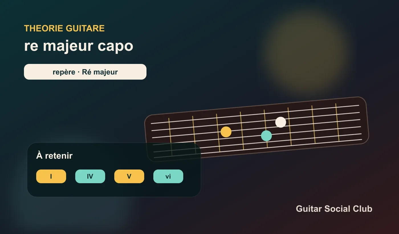Ré majeur à la guitare avec capo : formes jouées et accords réels