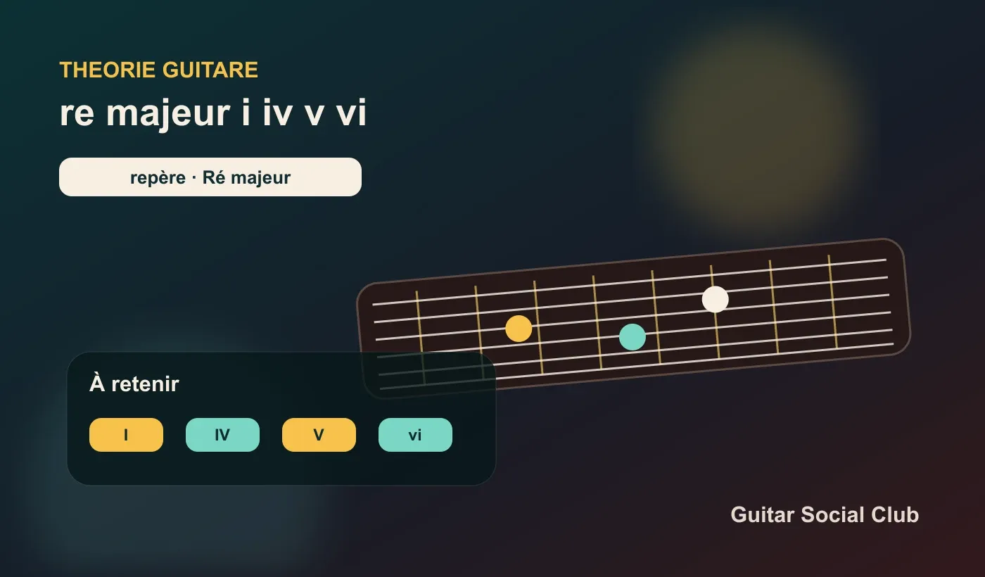 Ré majeur à la guitare : I IV V vi