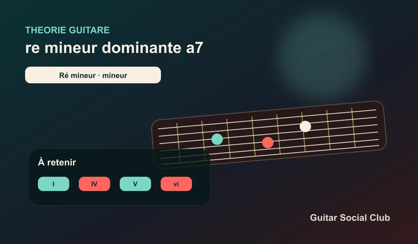 Ré mineur à la guitare : A7 comme dominante vers Dm