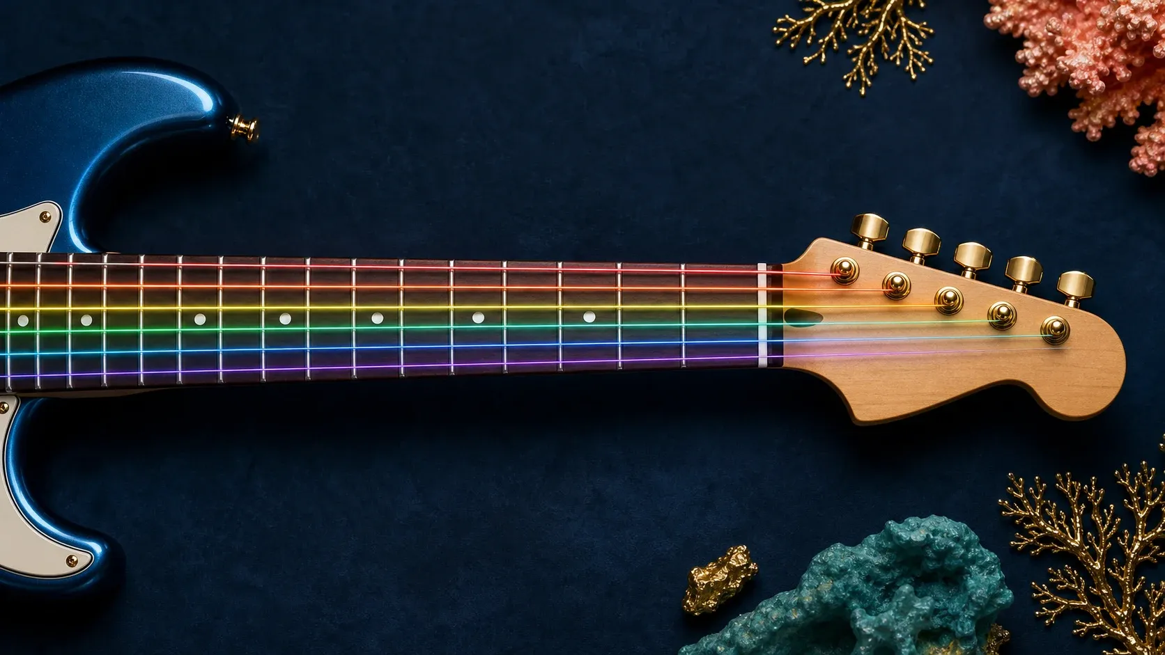 Six cordes de guitare distinguées par leur vibration