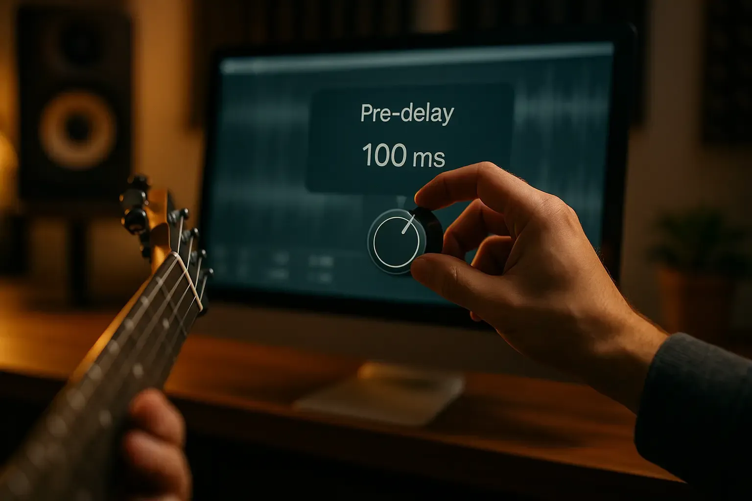 Guitariste testant delay et reverb au métronome puis en contexte musical