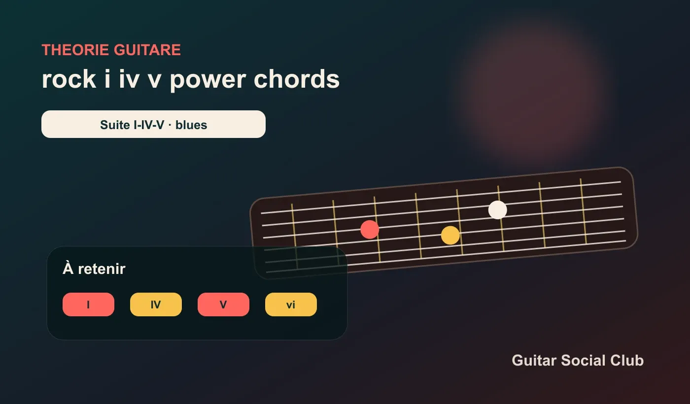 Suite I-IV-V rock en power chords à la guitare